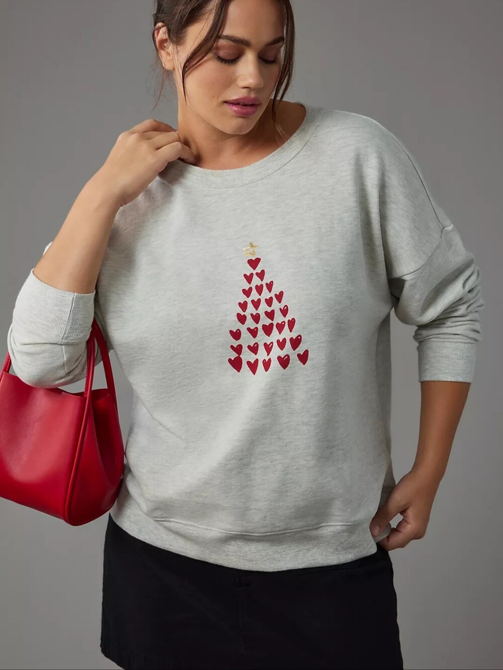 Kera Till Maeve Anthropologie Holiday Hearts Christmas Tree Sweatshirt Size 3X